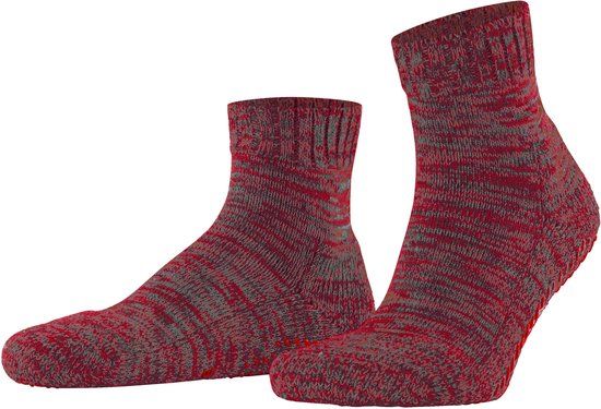 FALKE Cotton Grip Huissokken met Noppen op de Zool voor Heren - Rood - Maat 43-46