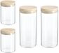 Secret de Gourmet - Set de 4 bocaux de conservation en verre avec couvercle en bois (600 ml et 1000 ml)