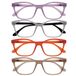 OPULIZE KAT Leesbril - 4-Pack - Kattenoog Montuur - Paars, Grijs, Oranje, Taupe - Heren & Dames - Veerscharnieren - RRRR59-57GU - +3.00