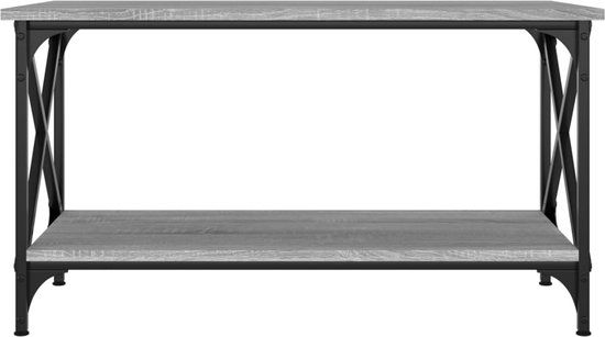 vidaXL Salontafel 80x45x45 cm bewerkt hout en ijzer grijs sonoma eiken