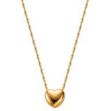 Lucardi Dames Ketting hanger hart - 14 karaat goud - Ketting - Cadeau - 42 cm - Geelgoud