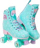 Raven Verstelbare Retro Skates Pavoni Maat 35-38 Roze/Muntgroen/Paars