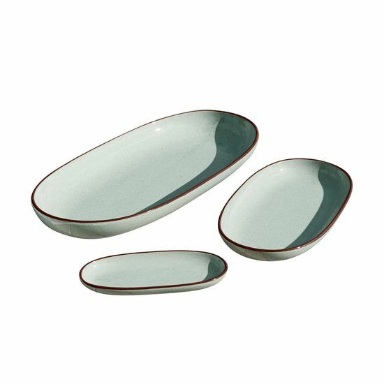 LOBERON Serveerschaal set van 3 Biarré turquoise