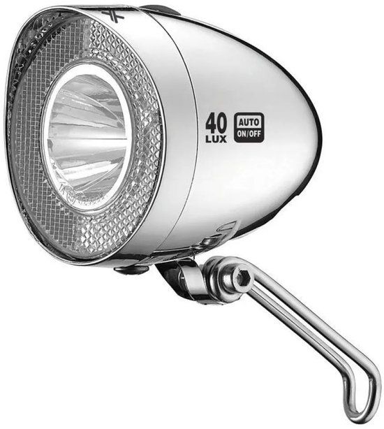 XLC Retro CL-D04 Koplamp Fiets - LED - Sensor - Dynamo - 40 Lux - Zilver