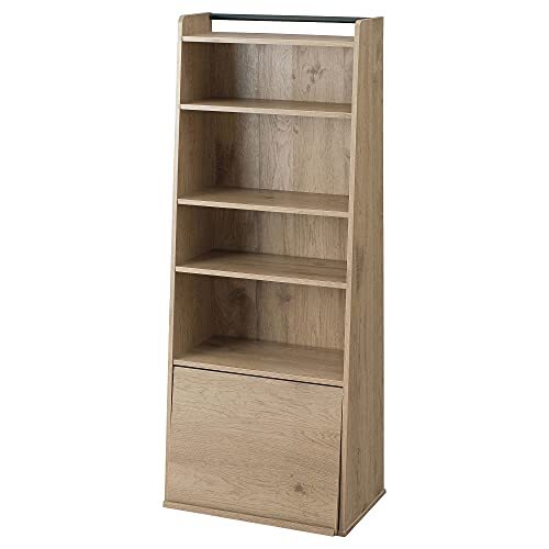 Movian Merk Amazon - 5-laags boekenkast/plank/opbergkast met opvouwbare en schuifdeur - Book shelf IWMG-5- Essen bruin