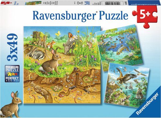 Ravensburger Dieren in hun leefomgeving - 3 puzzels - 49 stukjes