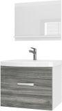 B BELINI GROUP BELINI Badkamermeubel Set PRI M1 - Badmeubelset 60 cm Glamour Hout Mat met Wastafel en Spiegel - Wandmontage
