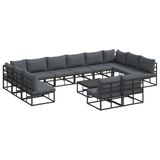 vidaXL Tuinbank Set Zwart Aluminium 2-zits