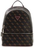 GUESS rugzak Follie Travel Small Backpack Brown Logo donkerbruin