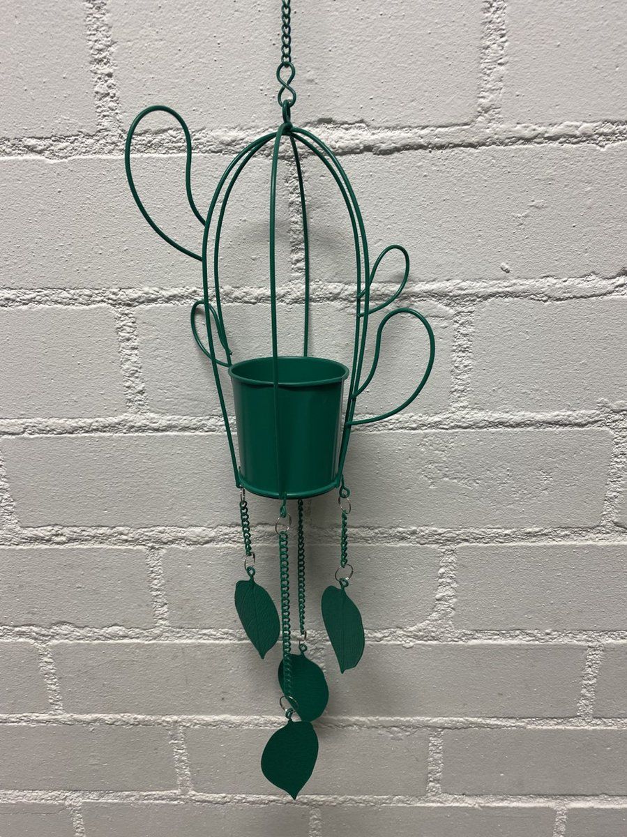 Impuls Metalen plantenhanger "cactus" - Groen - 46x17x0.5cm