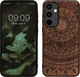 kwmobile Samsung Galaxy A55 5G hoesje van hout - donkerbruin Indian Sun design