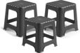 Plasticforte tabouret - 3x - Rotan line - noir - plastique - 32 x 32 x 33 cm