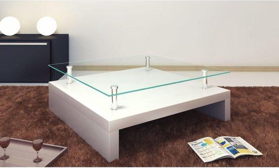 vidaXL Salontafel met glazen tafelblad wit