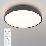 HOFTRONIC LED Plafondlamp zwart - IP44 waterdicht - 24 Watt 2600 lumen - CCT lichtkleur instelbaar - Incl. Afstandsbediening - Ø35 cm