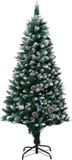 vidaXL Kunstkerstboom met dennenappels en witte sneeuw 180 cm