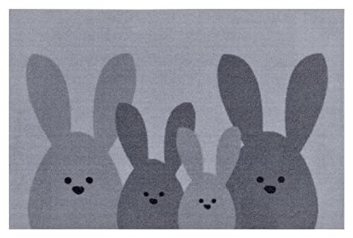 Hanse Home Design deurmat deurmat deurmat Bunny Family (40x60 cm, voor binnen en buiten, 100% polyamide, onderhoudsarm, duurzaam, antislip, Pasen, feestelijk, haas) grijs