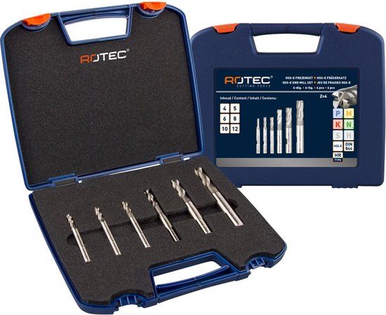 Rotec HSS-E ruwfrezenset '615', DIN 844, 6-dlg, ø4-12
