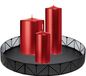 Wiedemann Bougies cylindriques - set de bougies coniques - sur plateau noir en métal - 3x pièces - rouge - 6 x 12 - 10x15 - 7x20 cm