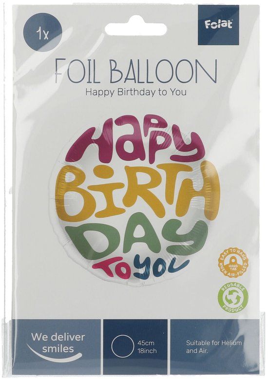 Folat Folieballon Verjaardag Retro Bold - 45 cm
