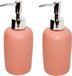Concorde Zeeppompje dispenser keramiek zalmroze zilver - 2x stuks - 7 x 17 cm