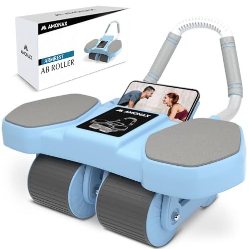 Amonax Buiktrainer, Buikwiel Buikspiertrainer, Vierwielige Ab Roller met Elleboogsteun, Automatische Ab Roller voor Buikspiertraining, Fitness Buikwiel Trainer voor Mannen en Vrouwen