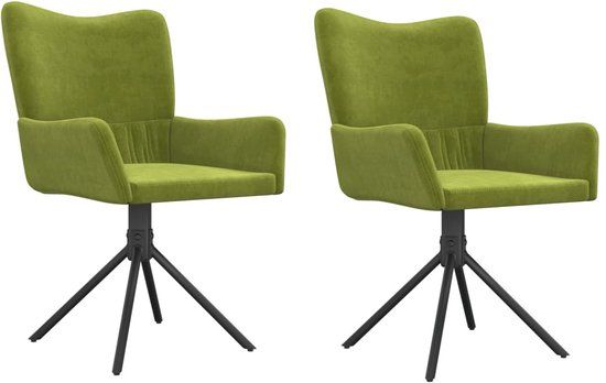 vidaXL Eetkamerstoelen draaibaar 2 st fluweel lichtgroen