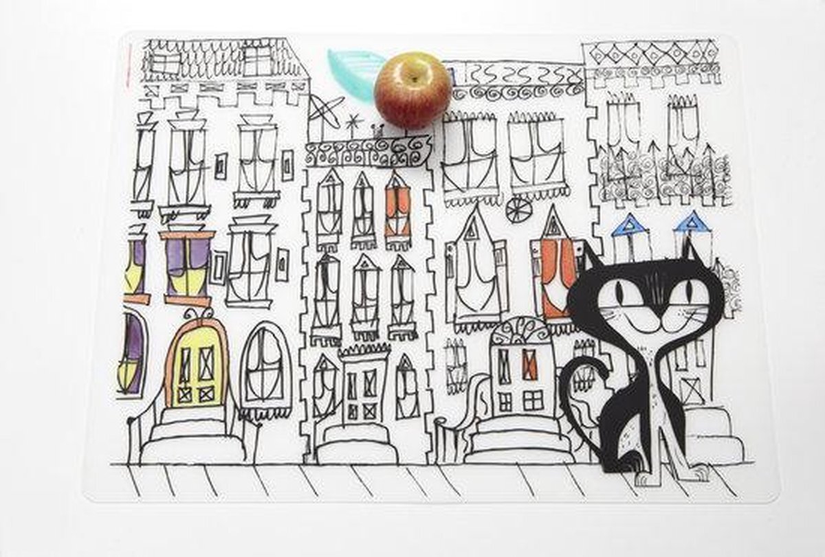 Modern Twist Mark Matz Cat in the City Placemat - 40 x 32 cm - Wit