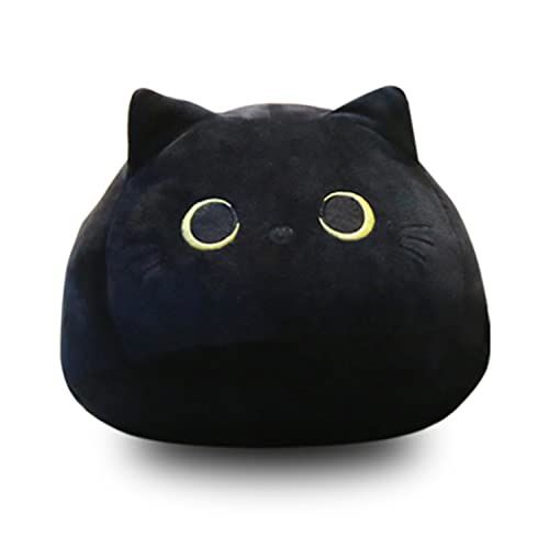 Tittaty Kattenkussen zwarte kat leuke pluche dier zacht knuffeldier hoofdkussen pluche pop Kerstmis verjaardagsfeest geschenken decoratie (28cm)