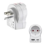 Hama EU to US netstekker adapter Type B Typ C (Eurostekker) + Type F Wit
