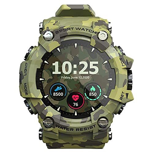 KDFJ Smart Mannen Horloge Outdoor Sport Fitness Reizen Multifunctionele Horloge Touchscreen Afstandsbediening Foto Body Monitor Stappenteller voor Android Ios-zwart