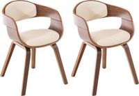 CLP Kingston Set van 2 Stoelen - Kunstleer - walnoot/creme