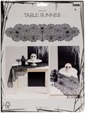 Folat 23898 decoratieve tafelloper Happy Halloween 45 x 185 cm griezelige horror decoratie decoraties spookhuis & Halloween party, zwart