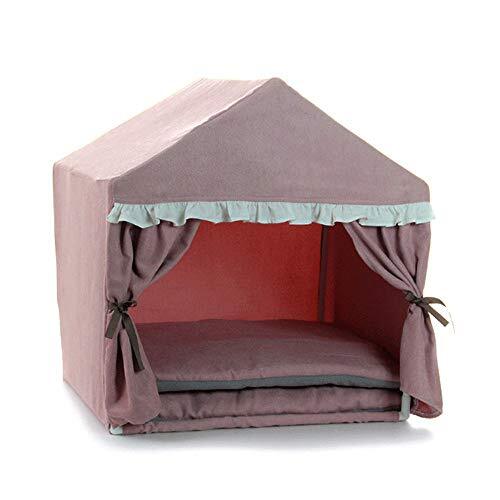 Logo Xiao-OZ Pet tent hond tent huis teddybeer beer den vier seizoenen universele uitneembare en wasbare creatieve kat en hond kennel Machine wasbaar opvouwbare non-slip huisdierenhuis (Color : Pink)