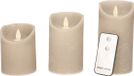 Anna's Collection bougies LED/bougies sur pied - 3x pièce - taupe - télécommande - set de bougies