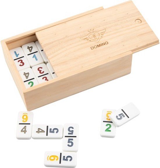 Engelhart Dominospel Dubbel 9 Cijfers Hout Naturel/wit 56-delig - Educatief spel - 2-4 spelers