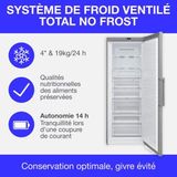 Continental Edison CECUF405NFIX Vrijstaande vriezer No Frost Inox