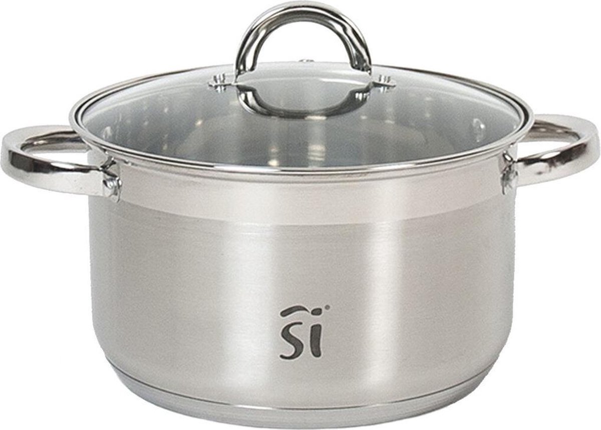 San Ignacio Luxe RVS kookpan/pan Loa met glazen deksel 22 cm 9 liter - Kookpannen/aardappelpan - Koken - Keukengerei