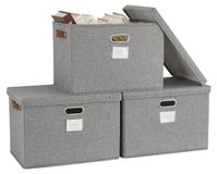 Boîtes de rangement avec couvercle, lot de 3 boîtes pliables en tissu