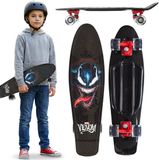 sarcia.eu MARVEL VENOM Fish Skateboard voor jongeren, deck 67 cm, antislipboard, stabiel tot 100 kg