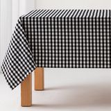 GAMUSI Tafelkleed, vlekafstotend, rechthoekig, geruit, gingham, katoen, waterdicht, 140 x 240 cm, zwart