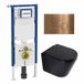 Geberit QeramiQ Dely Toiletset - 36.3x51.7cm - Inbouwreservoir UP720 - Rimless - Diepspoel - 35mm Zitting - Softclose - Bedieningsplaat Koper - Ronde Knoppen - Mat Zwart
