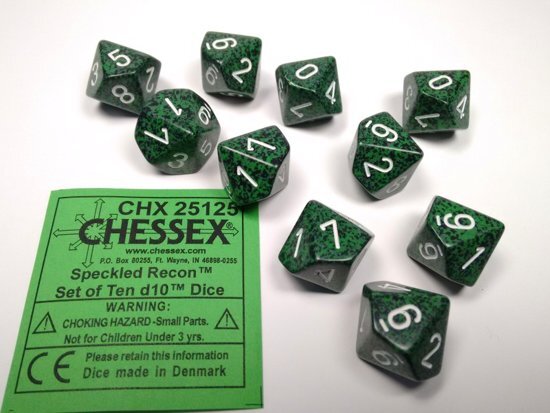 Chessex dobbelstenen set 10 10-zijdig Speckled Recon