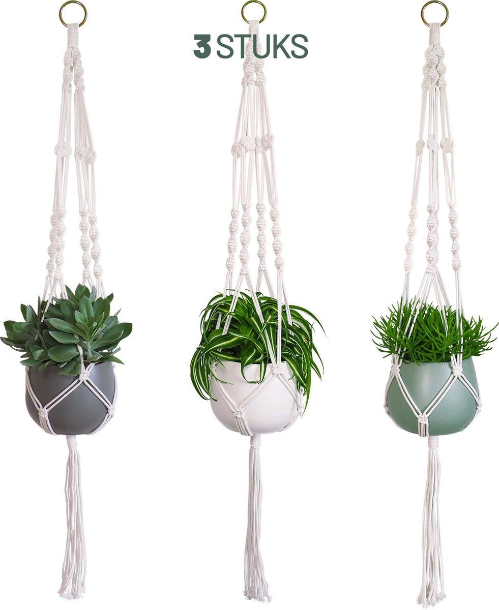 Gadgy Plantenhanger Macramé 3 stuks - Katoen - Hangpot