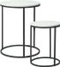 Home & Styling Bijzettafeltjes set 2x stuks Verona - zwart/wit - D40 x H50 cm/D30 x H40 cm - metaal/hout