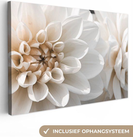OneMillionCanvasses Canvas schilderij 180x120 cm - Bloemen - Wit