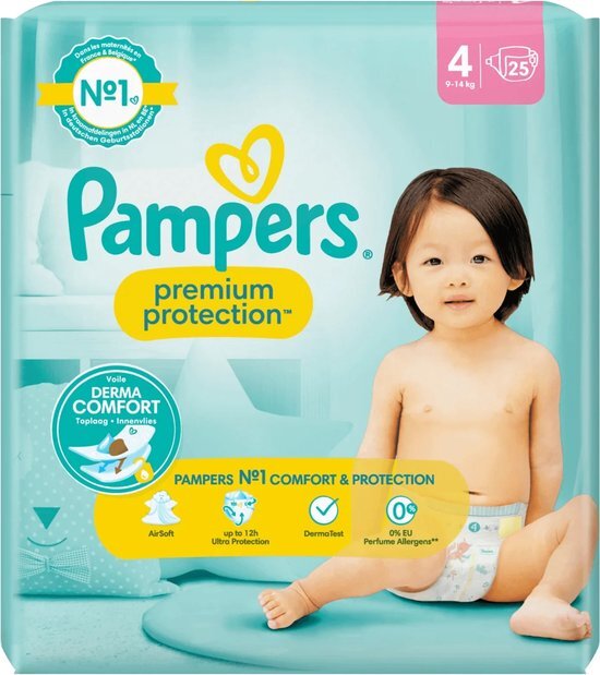 Pampers Premium Protection 25 Luiers Maat 4 (9-14 kg)