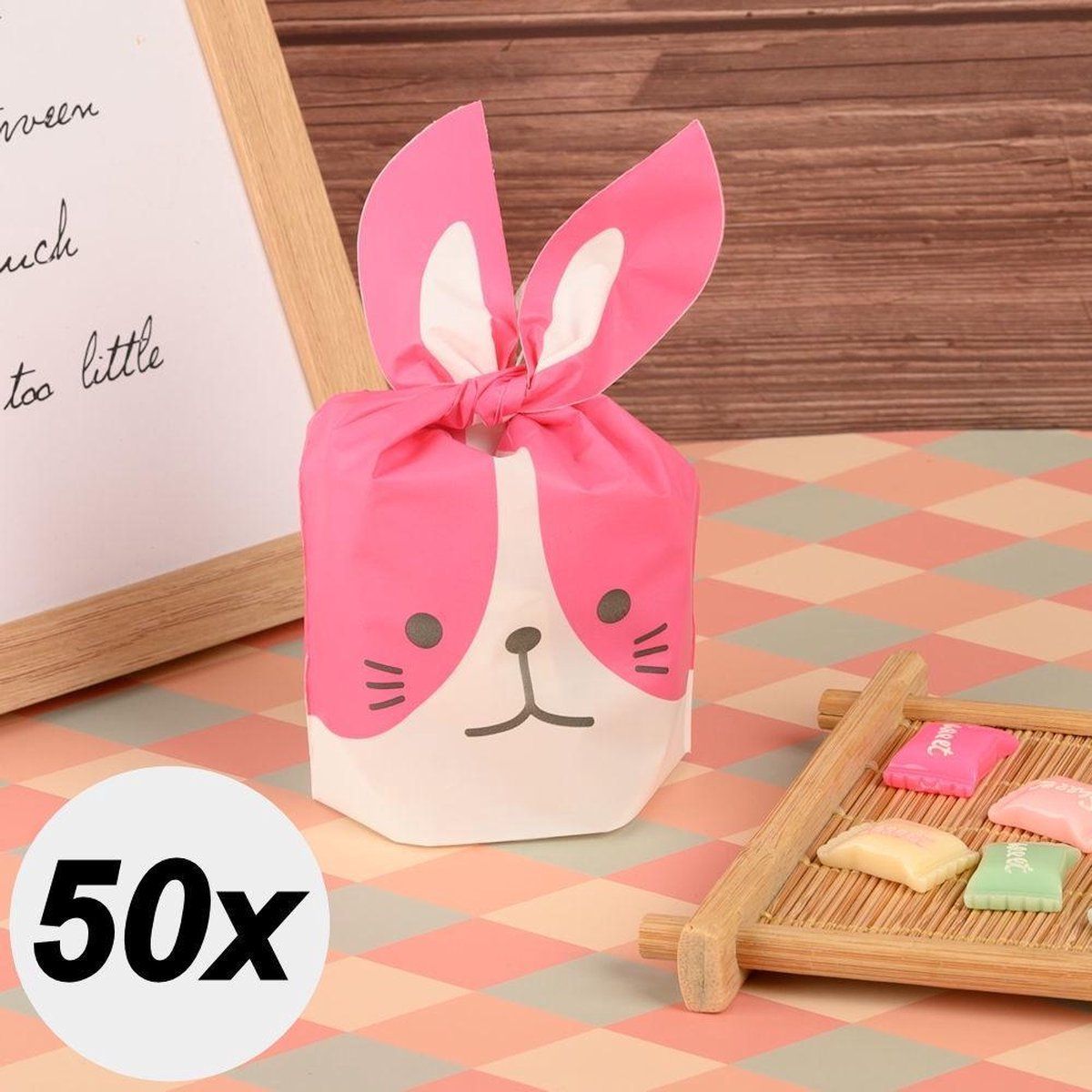 Decopatent® - 50 STUKS Roze Traktatie Zakjes voor Meisjes - Plastic Uitdeelzakjes Kinderfeestje - Cellofaanzakjes