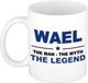 Bellatio Decorations Shoppartners Bv Naam cadeau Wael - The man, The myth the legend koffie mok / beker 300 ml - Donkerblauw Keramiek