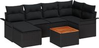 vidaXL Tuinbank Set 7-delig Zwart Polyrattan