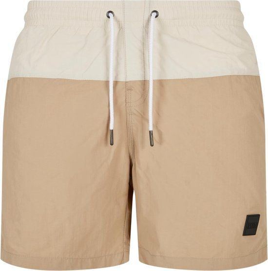 Urban Classics Block Zwemshorts - Beige/Groen - XXL
